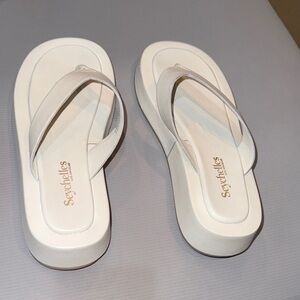 Seychelles Cream Platform Thong Sandals